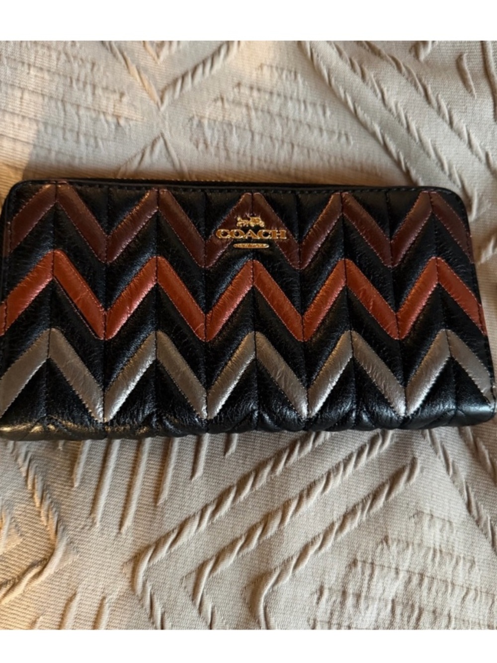 Coach Multicolor Chevron Leather Wallet